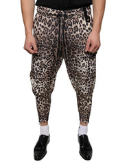 Dolce & Gabbana Brown Leopard Polyester Jogger Pants - IT44 | XS - Joggers