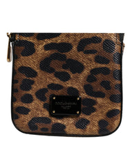 Dolce & Gabbana Brown Leopard Print Dauphine Leather Zip Around Wallet - Wallets