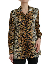 Dolce & Gabbana Brown Leopard Print Long Sleeves Blouse Top - IT40|S - Blouses