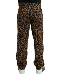 Dolce & Gabbana Brown Leopard Print Polyester Jogger Pants - Joggers