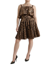 Dolce & Gabbana Brown Leopard Print Sleeveless A-line Dress - IT36 | XS - Dresses