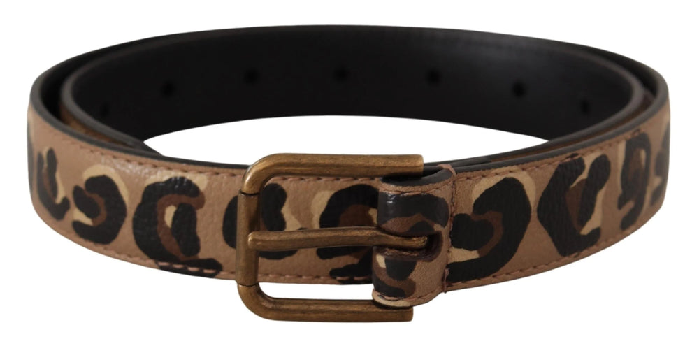 Dolce & Gabbana Brown Leopard Print Vintage Metal Waist Buckle Belt - 65 cm / 26 Inches