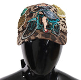 Dolce & Gabbana Brown Leopard Sequin Sicily Applique Baseball Hat - Baseball Caps