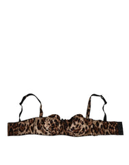 Dolce & Gabbana Brown Leopard Silk Balconnet Bra Underwear - IT3 | M - Bras