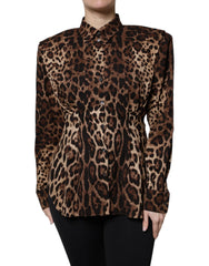 Dolce & Gabbana Brown Leopard Silk Button Down Coat Jacket - Coats & Jackets