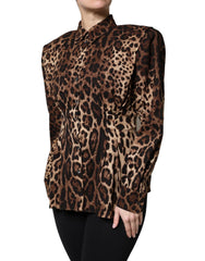 Dolce & Gabbana Brown Leopard Silk Button Down Coat Jacket - Coats & Jackets