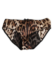 Dolce & Gabbana Brown Leopard Silk Mid Waist Panty Underwear - Briefs