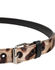 Dolce & Gabbana Brown Leopard Silver Metal Buckle Belt - 85 cm / 34 Inches - Belts