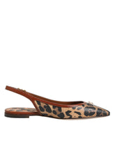 Dolce & Gabbana Brown Leopard Slingback Flats Sandals Shoes - EU35/US4.5