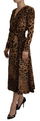 Dolce & Gabbana Brown Leopard Wrap A-line Maxi Viscose Dress - IT36|XXS - Dresses