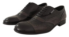 Dolce & Gabbana Brown Lizard Skin Leather Oxford Dress Shoes - EU44/US11