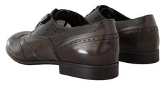 Dolce & Gabbana Brown Lizard Skin Leather Oxford Dress Shoes - EU44/US11