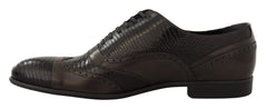 Dolce & Gabbana Brown Lizard Skin Leather Oxford Dress Shoes - EU44/US11