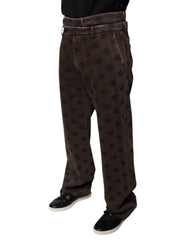 Dolce & Gabbana Brown Logo Cotton Straight Denim Jeans - IT48 | M - Jeans