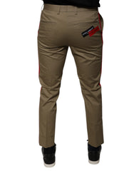 Dolce & Gabbana Brown Logo Men Casual Tapered Pants - IT46 | S - Trousers