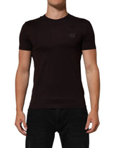 Dolce & Gabbana Brown Logo Plaque Cotton Crew Neck T-shirt - IT44 | XS - T-Shirts