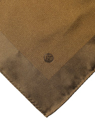 Dolce & Gabbana Brown Logo Silk Men Square Handkerchief Scarf