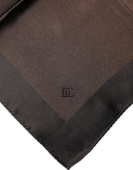 Dolce & Gabbana Brown Logo Silk Square Handkerchief Scarf
