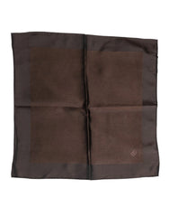 Dolce & Gabbana Brown Logo Silk Square Handkerchief Scarf