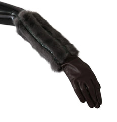 Dolce & Gabbana Brown Mid Arm Length Leather Fur Gloves - 7.5|S