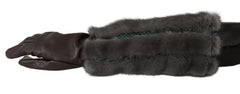 Dolce & Gabbana Brown Mid Arm Length Leather Fur Gloves - 7.5|S