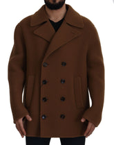Dolce & Gabbana Brown Nylon Double Breasted Coat Jacket - IT54 | XL - Overcoats