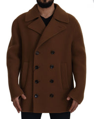 Dolce & Gabbana Brown Nylon Double Breasted Coat Jacket - IT54 | XL - Overcoats