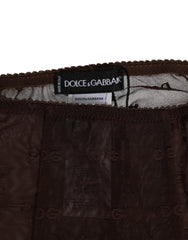 Dolce & Gabbana Brown Nylon Logo Lace Leggings Pants Underwear - IT2 | S - Hosiery