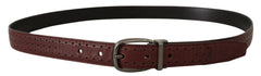 Dolce & Gabbana Brown Perforated Leather Metal Buckle Belt - 95 cm / 38 Inches - Belts