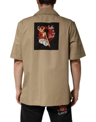 Dolce & Gabbana Brown Pin Up Short Sleeves Men Casual Shirt - IT39 | S