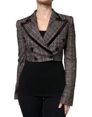 Dolce & Gabbana Brown Plaid Long Sleeve Cropped Coat Jacket - IT40|S - Sport Jackets
