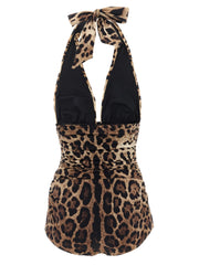 Dolce & Gabbana Brown Polyamide One-Piece Swimsuit