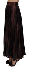 Dolce & Gabbana Brown Polyester High Waist A-line Maxi Skirt - IT40|S - Skirts