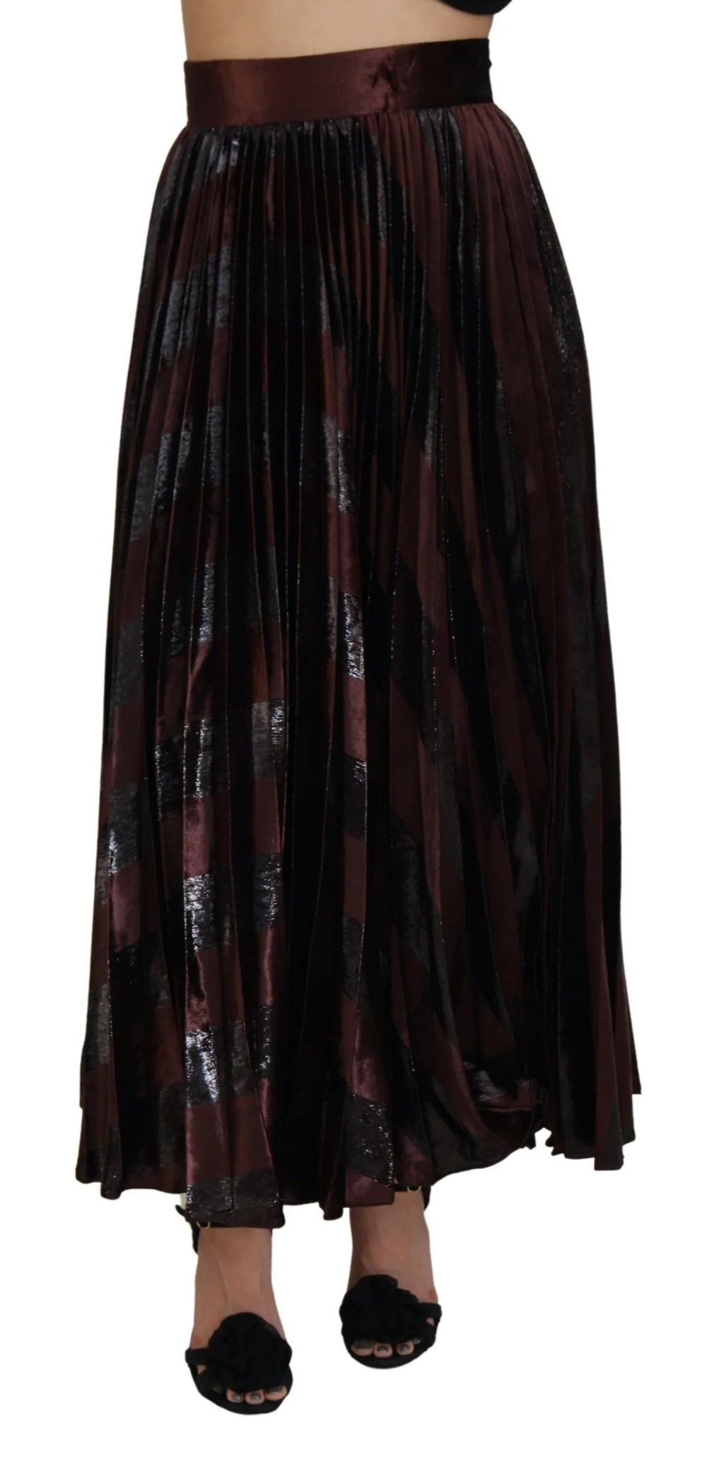 Dolce & Gabbana Brown Polyester High Waist A-line Maxi Skirt - IT40|S - Skirts