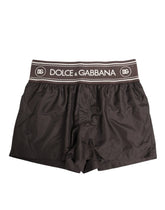 Dolce & Gabbana Brown Polyester Logo Elastic Waistband Swimwear - IT4 | S - Swim Boxers