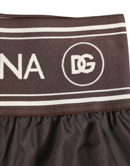 Dolce & Gabbana Brown Polyester Logo Elastic Waistband Swimwear - IT4 | S - Swim Boxers