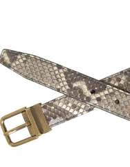 Dolce & Gabbana Brown Python Leather Gold Metal Buckle Belt - 80 cm / 32 Inches - Belts