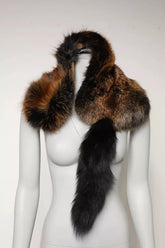 Dolce & Gabbana Brown Red Fox Fur Neck Warmer Winter Scarf - Scarves & Shawls