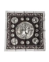 Dolce & Gabbana Brown Roman Coin Print Silk Square Foulard Scarf - Scarves & Shawls