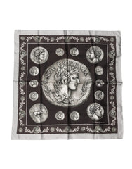 Dolce & Gabbana Brown Roman Coin Print Silk Square Foulard Scarf - Scarves & Shawls
