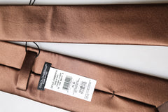 Dolce & Gabbana Brown Satin 100% Silk Wide Adjustable Men Necktie Tie
