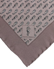 Dolce & Gabbana Brown Sea Horse Silk Square Foulard Scarf - Scarves & Shawls