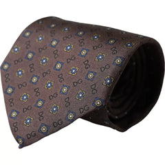 Dolce & Gabbana Brown Silk Branded Logo Adjustable Men Tie - Neckties