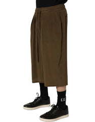 Dolce & Gabbana Brown Silk Mid Waist Pleated Bermuda Shorts - IT48 | M