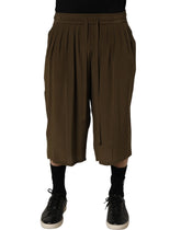 Dolce & Gabbana Brown Silk Mid Waist Pleated Bermuda Shorts - IT48 | M