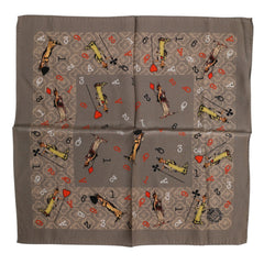 Dolce & Gabbana Brown Silk Printed Square Men Foulard Scarf - Scarves & Shawls