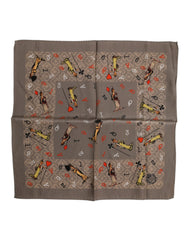 Dolce & Gabbana Brown Silk Printed Square Men Foulard Scarf - Scarves & Shawls
