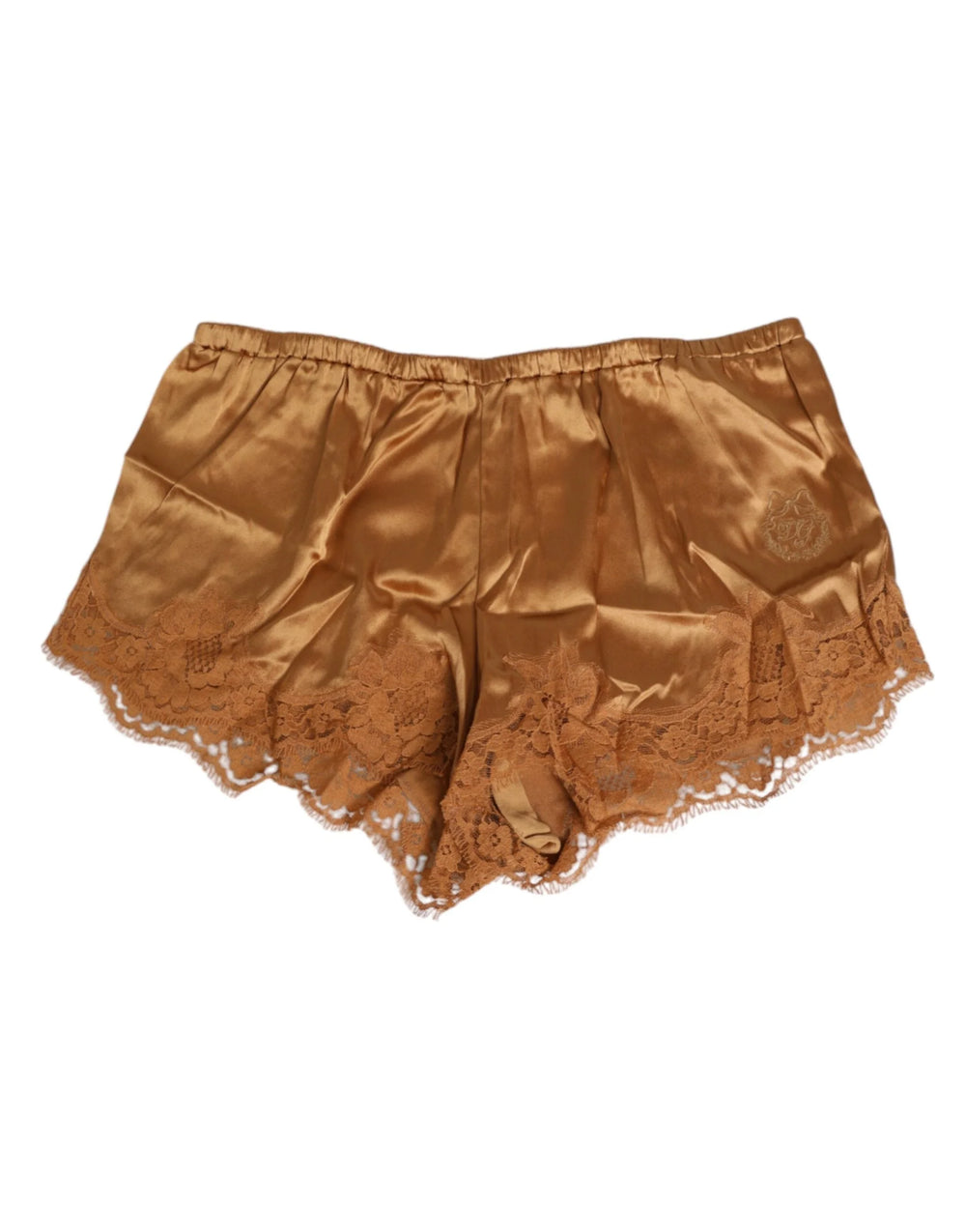 Dolce & Gabbana Brown Silk Satin Floral Lace Shorts Underwear - IT4 | L - Boyshorts