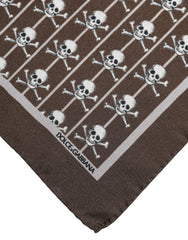 Dolce & Gabbana Brown Skull Silk Square Men Foulard Scarf - Scarves & Shawls