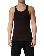 Dolce & Gabbana Brown Sleeveless Round Neck Tank Top T-shirt